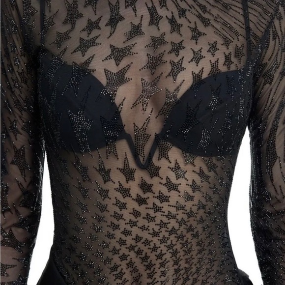 MUGLER X H&M Rhinestone-embellished mesh top XL - Picture 3 of 3